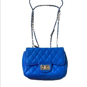 Blue quilted Twist Lock Chain Bag womens